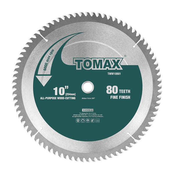 TOMAX 10-Inch 80 Tooth ATB Fine Finish Saw Blade with 5/8-Inch Arbor