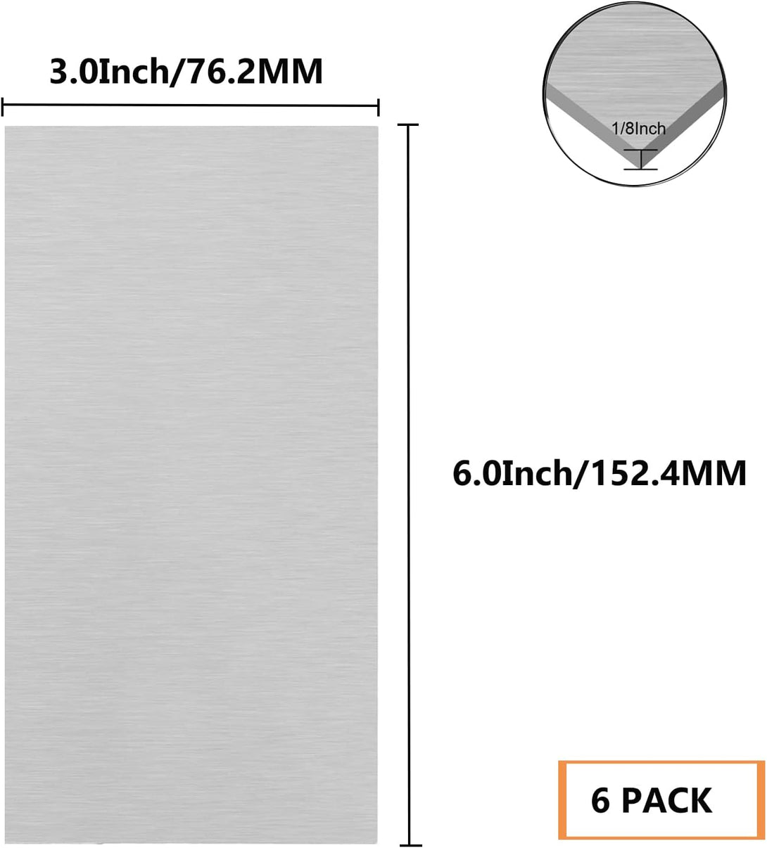 Welding Kit - 6Pack 6061 T651 Aluminum Sheet Metal 3" X 6" X 1/8 Inch Flat Plain Aluminum Plate Weld Practice Kit for MIG, TIG, Stick, Arc, Gas and Brazing, Welding Practice Kit for Beginners