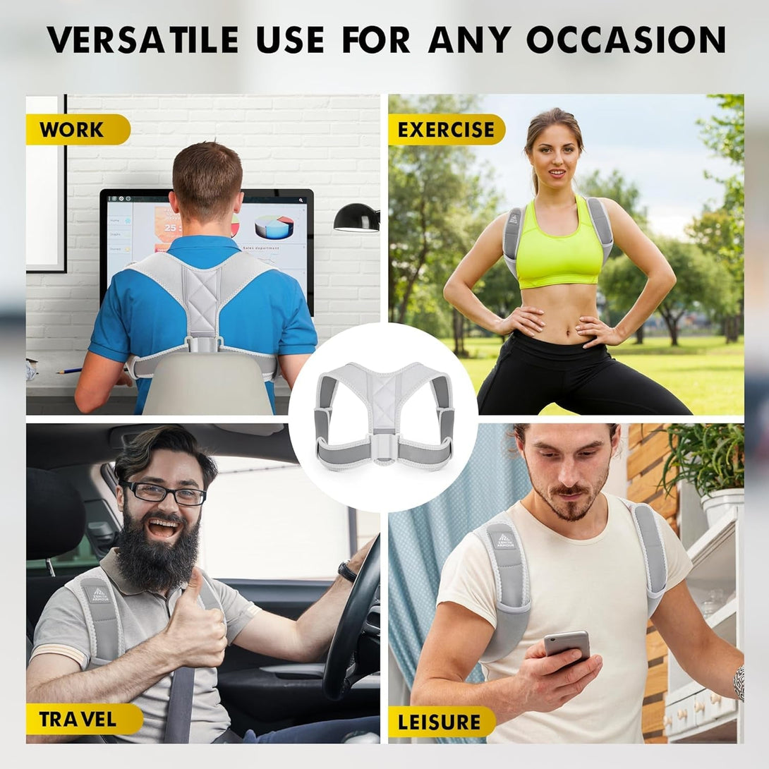 Back Posture Corrector for Men and Women - Adjustable Straightener for Mid, Upper Spine Support - Neck, Shoulder, Clavicle and Back Posture Brace - Breathable, Cushion, Machine Washable