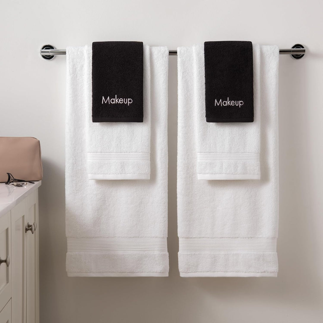 Arkwright Makeup Towels - Pack of 6 - Soft & Gentle Cotton Washcloth Face Make up Remover, Reusuable Eraser Cloth Essentials for Hosts & Artists, 13 X 13 In, Black