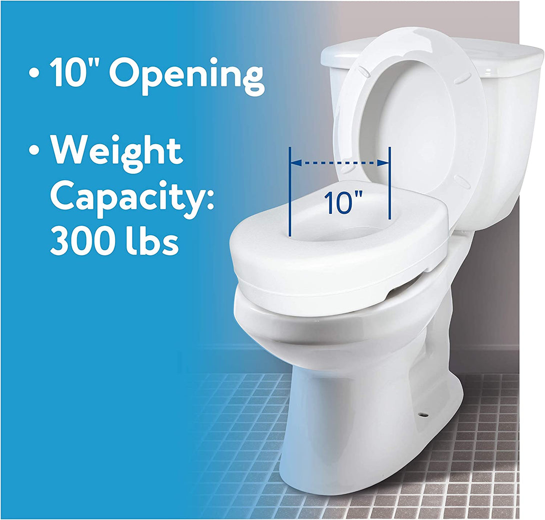 Carex Toilet Seat Riser - Adds 5 Inch of Height to Toilet - Raised Toilet Seat with 300 Pound Weight Capacity - Slip-Resistant (White)