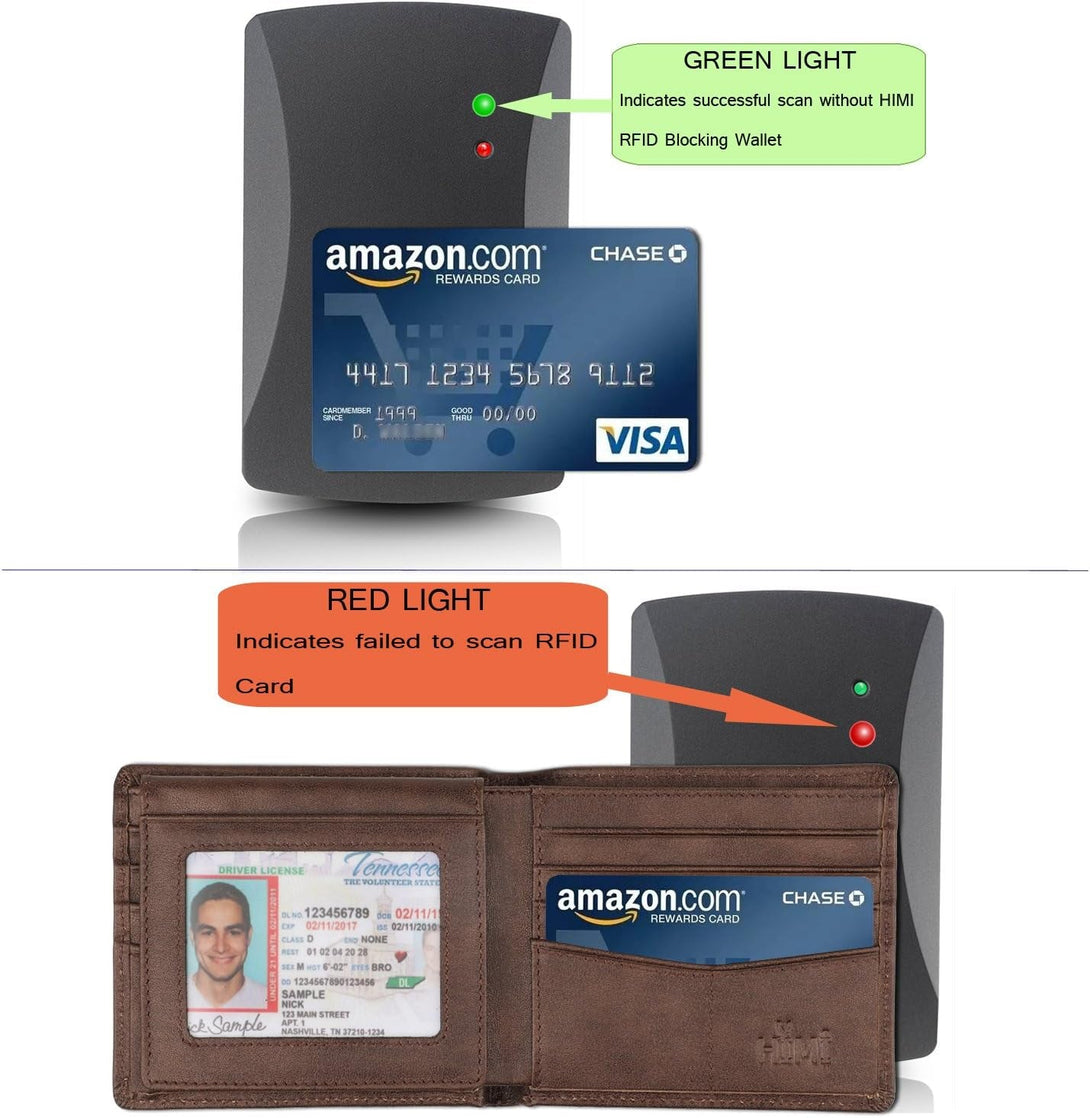 Wallet for Men-Genuine Leather RFID Blocking Bifold Stylish Wallet with 2 ID Window