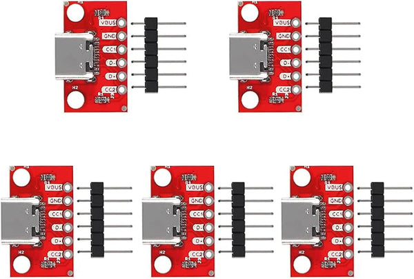 DIANN 5Pcs USB Type-C Breakout Board Serial Basic Breakout Female Connector Type PCB Converter Board