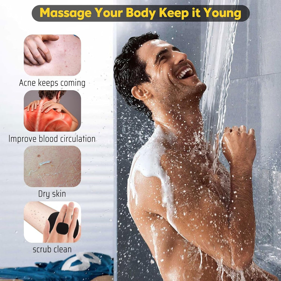 VWMYQ Silicone Loofah, Silicone Body Scrubber New Upgrade Richer Foam and Effective Cleaning, Ergonomic No-Slip Handle, Long-Lasting & Easy to Clean