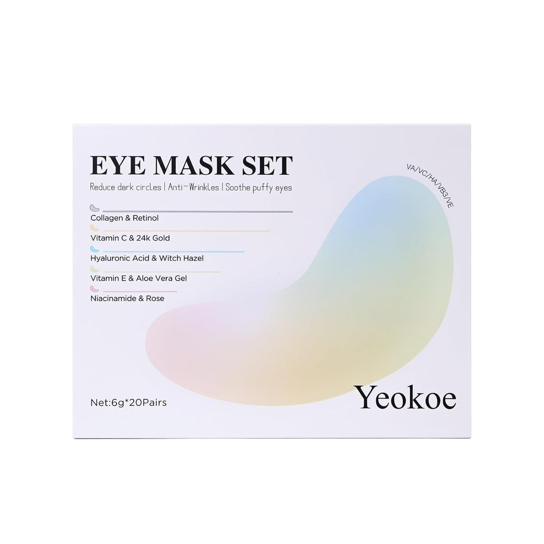 Under Eye Patches for Dark Circles,Eye Mask for Puffy Eyes with Collagen,Retinol,Vitmin C,Hyaluronic Acid and Niacinamide Face Masks Skincare Spa Gifts for Woman 20Pairs