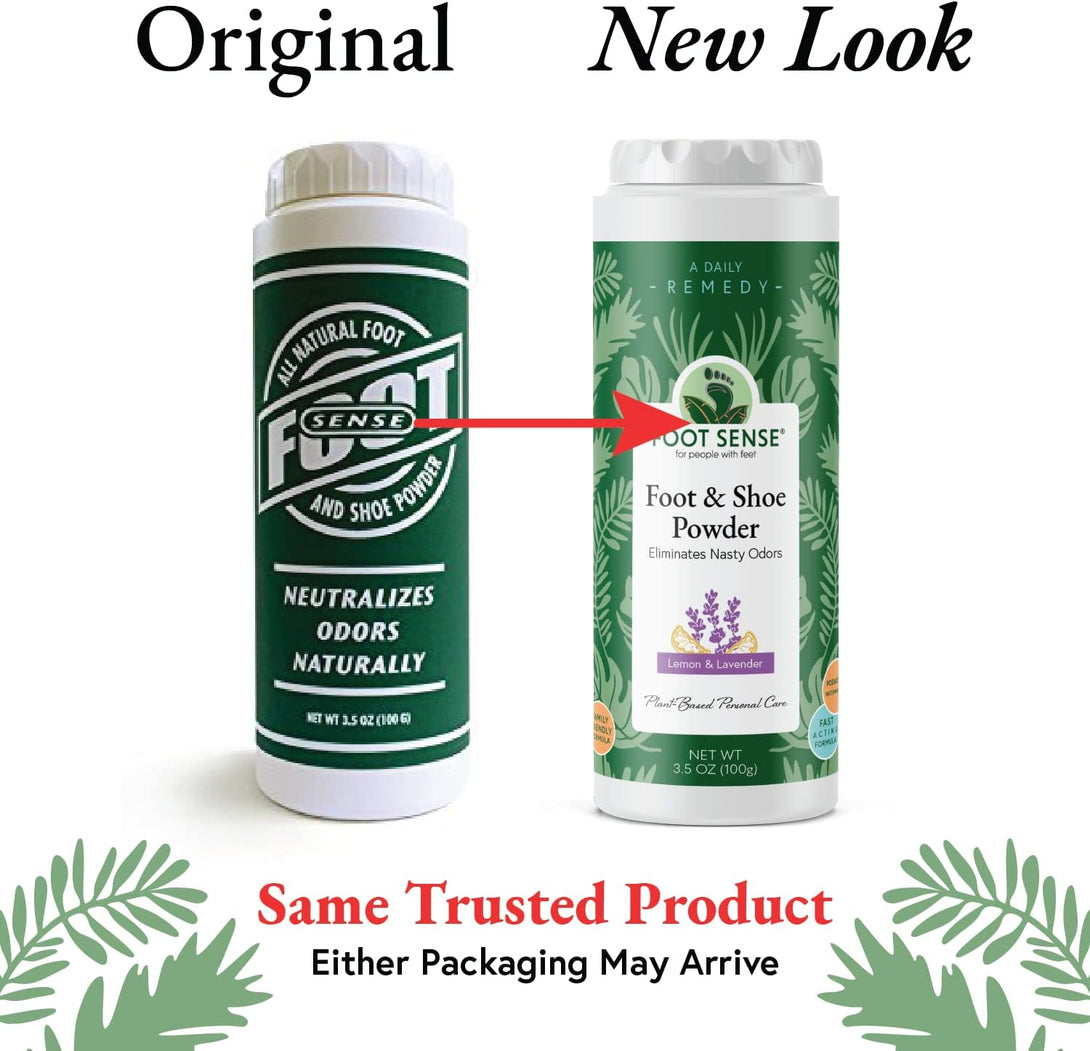 FOOT SENSE All Natural Smelly Foot & Shoe Powder - Foot Odor Eliminator Lasts up to 6 Months. Natural Formula for Smelly Shoes and Stinky Feet. Protects Disinfects & Deodorizes.