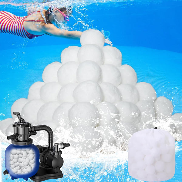 1.5Lbs Pool Filter Balls for Sand Filters, Filter Media for Swimming Pool, Reusable Filter Balls for Pool Instead of Sand, White