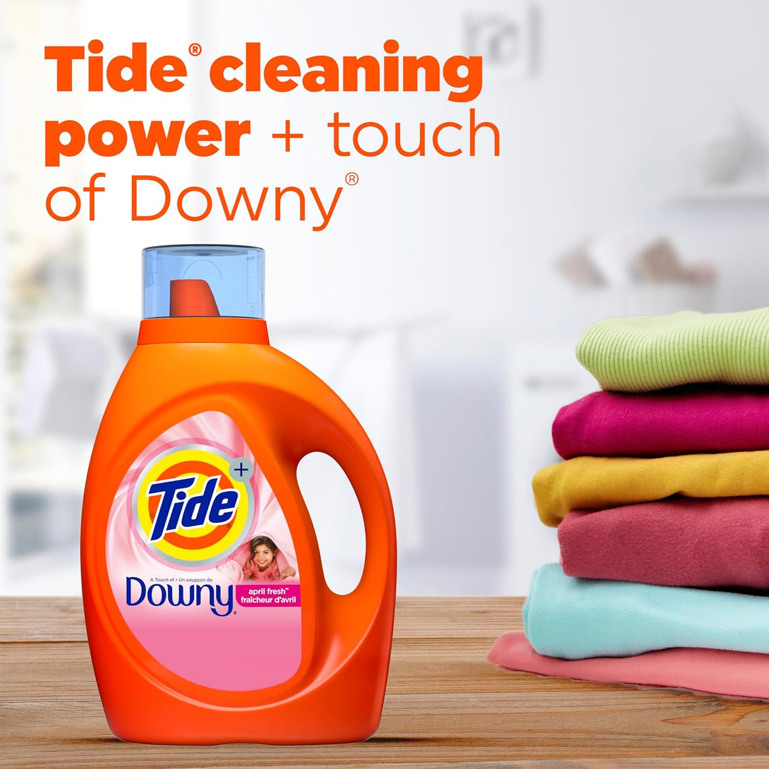 Tide with Downy Laundry Detergent Liquid Soap, High Efficiency (HE), April Fresh Scent, 59 Loads 92 Fl Oz