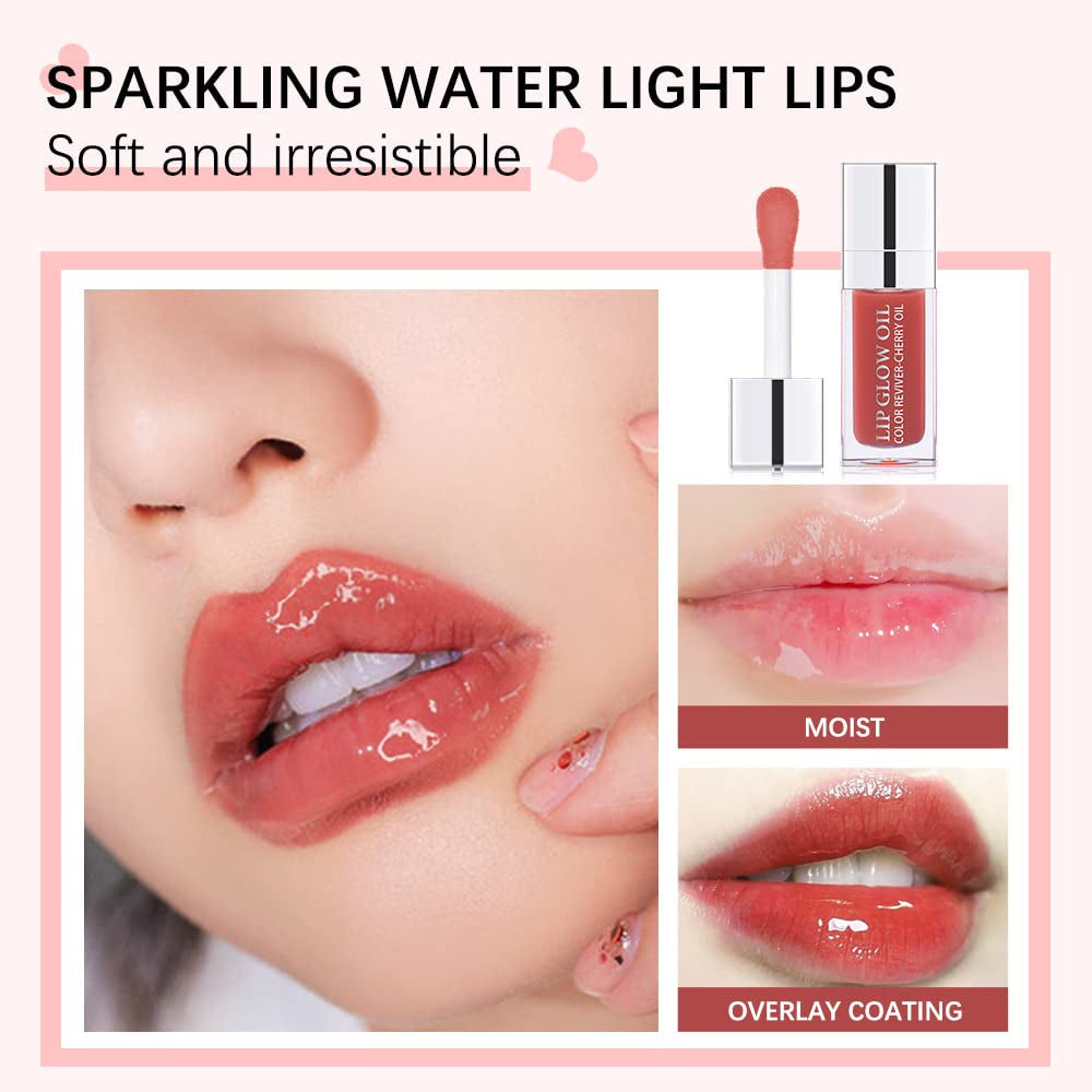 Hydrating Lip Glow Oil, Moisturizing Lip Glow Oil, Nourishing Glossy Transparent Lip Oil, Plumping Lip Oil, Lip Balm, Non-Sticky Tinted Toot Lip Balm for Lip Care