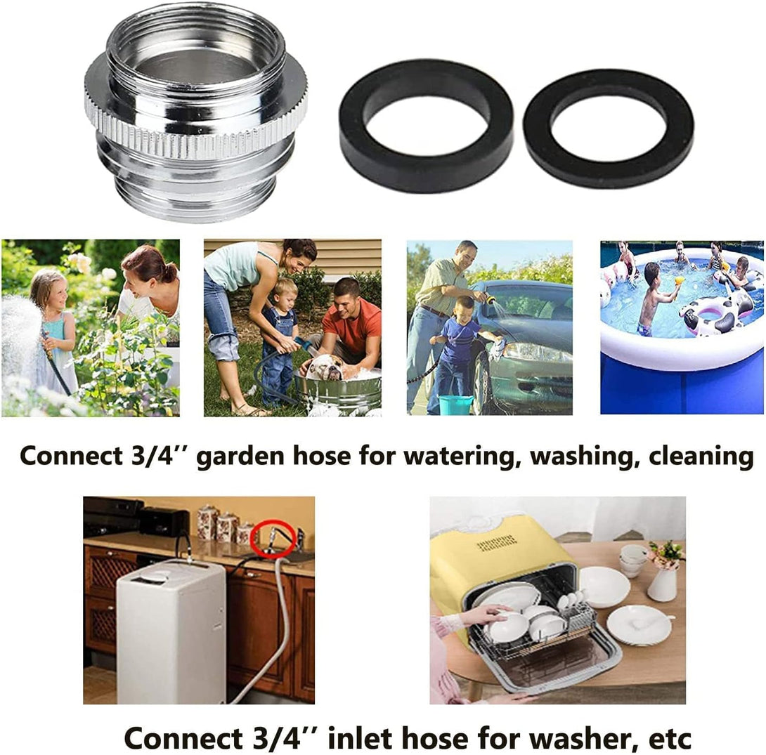 Garden Hose to Sink Faucet Adapter, 2 Pack Kitchen Sink Faucet Adapter Connect to Different Hoses, Brass Adapter for Female to Male and Male to Male (Chrome Plated)