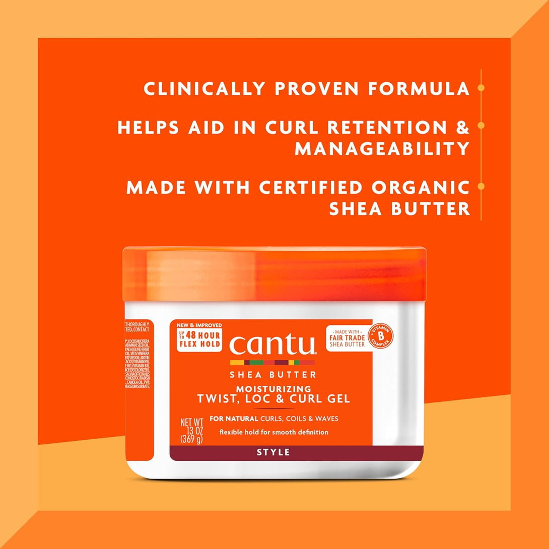 Cantu Moisturizing Twist & Lock Gel with Shea Butter for Natural Hair, 13 Oz (Packaging May Vary)