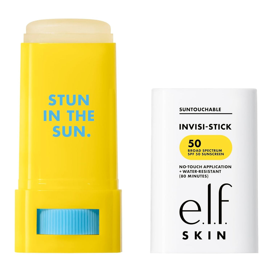 E.L.F. SKIN Suntouchable Invisi-Stick SPF 50, Clear Sunscreen for a Natural Finish, Made with Moisturizing Sunflower Seed Oil, Vegan & Cruelty-Free