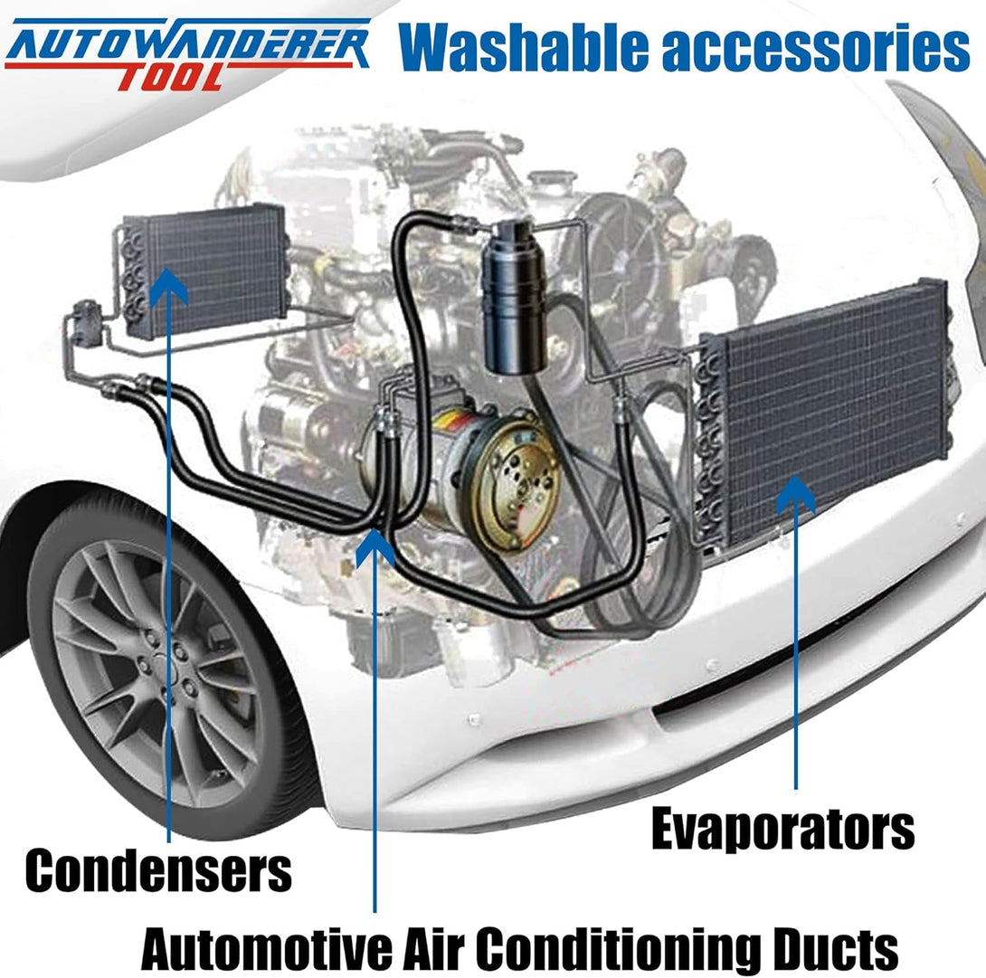 AC Flush Kit Air Conditioner System Flush Canister Gun Set for Clean A/C Line Flush R134A R410A R404A