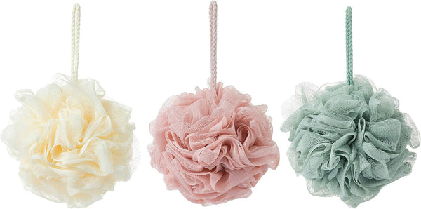 Bath Sponges, Shower Loofah for Body Exfoliation(3 Pcs, Green&Linen&Pink)