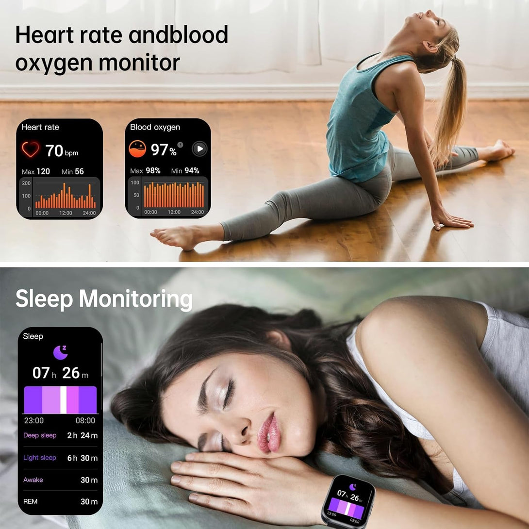 OUKITEL Smart Watch(Answer/Make Call), 1.91" HD Smart Watches for Women Men, Fitness Tracker with Heart Rate Sleep Spo2 Monitor, IP68 Waterproof, 100+Sport Mode Fitness Watch for Android Ios