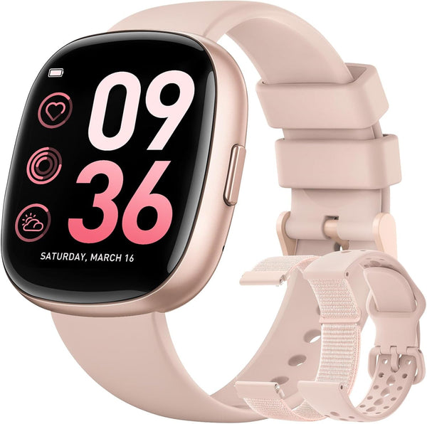 Smart Watches for Women Men with Call: Fitness Trackers with 24-Hour Heart Rate Spo2 Sleep Monitor 5ATM Waterproof 120+ Sport Mode Watches for Women Gift Compatible with Iphone Android Phones(3 Bands)