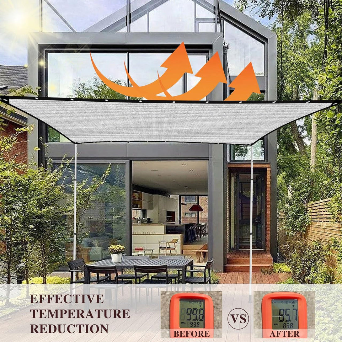 80% Silver Shade Cloth for Garden,Pergola,Greenhouse,Chicken Coop,Kennels,Shade Cloth with Grommets,Simple Hanging Covers