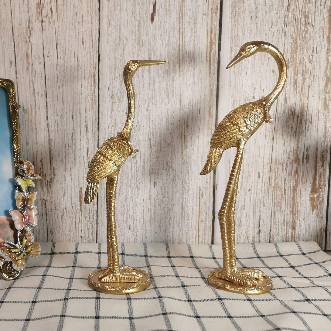Metal Crane Ring Holder Stand for Jewelry, Engagement and Wedding Ring Display, Gold Decorative Ornaments Home Decor for Living Room, Bedroom, Desktop, Cabinets