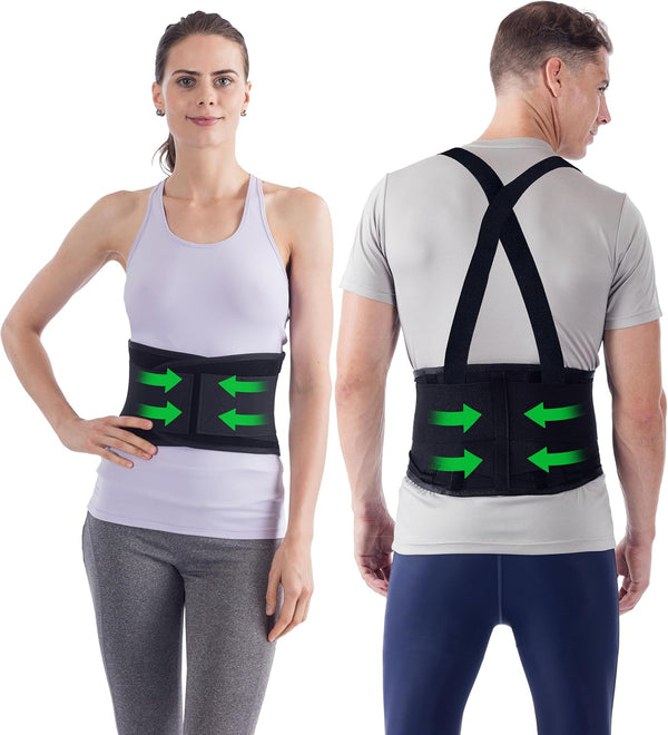 Nyortho Back Brace for Women & Men - Medium -30"-34"- Relieves Back Pain - Back Support Brace with Suspenders - Osteoporosis Back Brace - Maximum Posture & Spine Support - Hook & Loop Back Brace - Mens Back Brace.