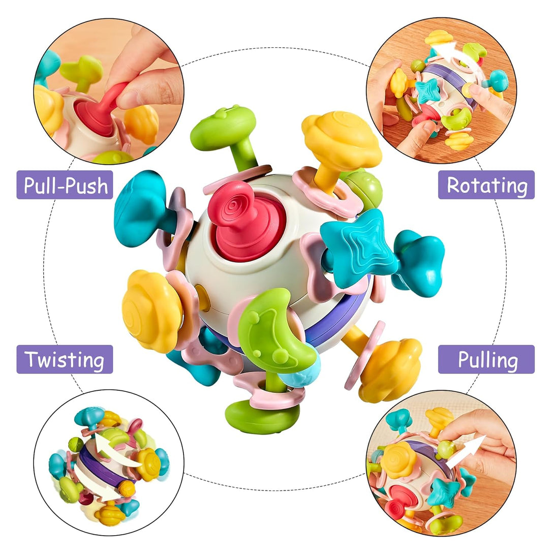 Baby Sensory Teething Toys, Teethers for Babies 0 3 6 9 12 18 Months, Shower Gifts for 1 2 One Two Year Old Girls Boys, Infant Chew Rattles Toys, Newborn Toddler Montessori Learning Developmental Toy