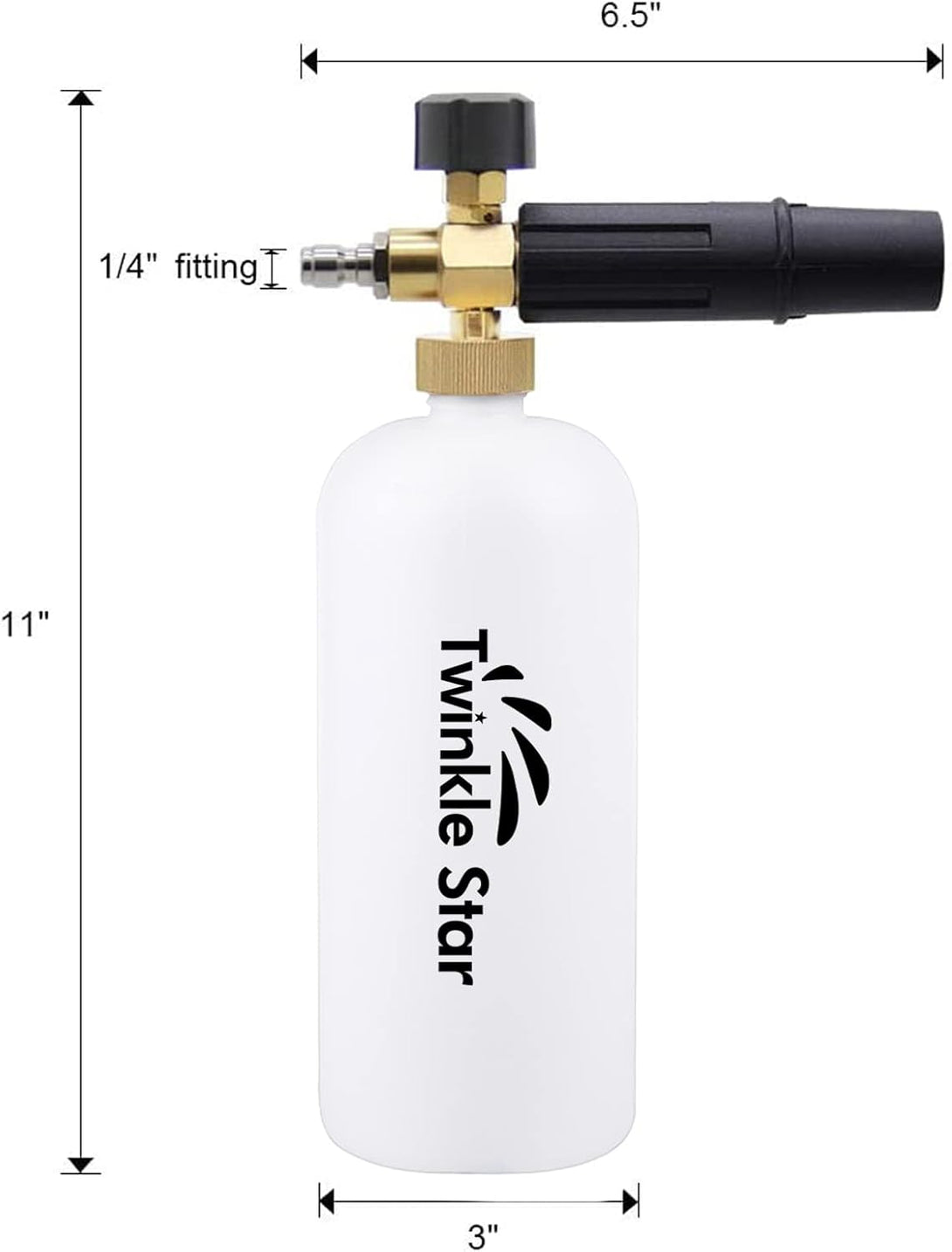 Twinkle Star Foam Cannon 1 L Bottle Snow Foam Lance with 1/4" Quick Connector, 5 Nozzle Tips for Pressure Washer