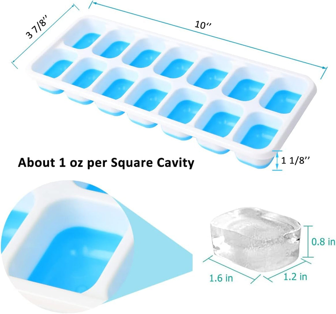 Ice Cube Tray with Lids BPA Free, 4 Pack - 56 Ice Flexible Easy Release Silicone Ice Tray for Freezer Stackable No Spill Ice Tray Dishwasher Safe for Cocktail, Whiskey, Fruit, Blue & Green