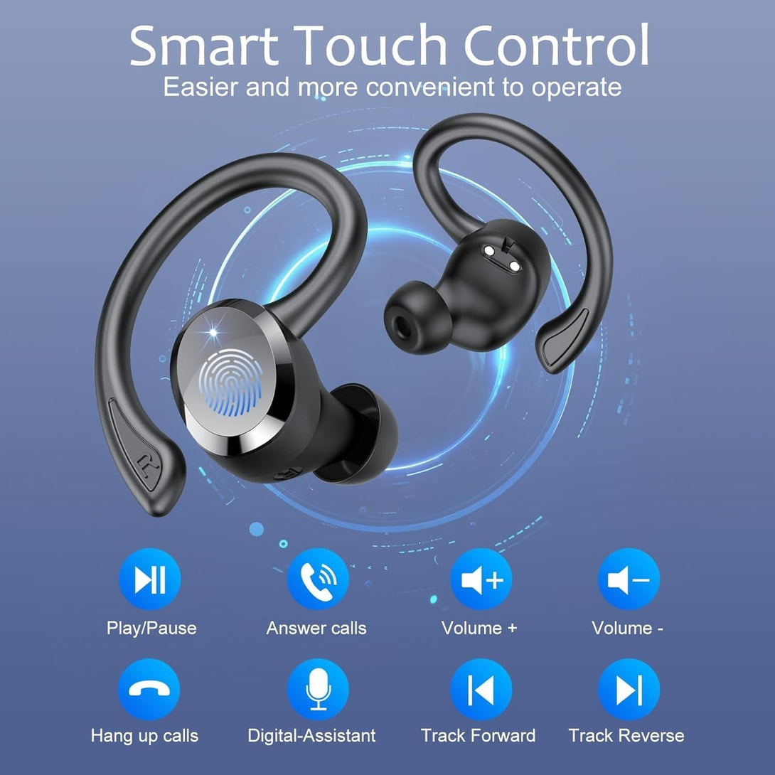 Wireless Earbuds, Earbuds Bluetooth 5.4, Bluetooth Headphones 68Hrs Playtime Sport Earphones with LED Display ENC Noise Cancelling Mic, IPX7 Waterproof Earphones with Hook for Sports/Workout/Running