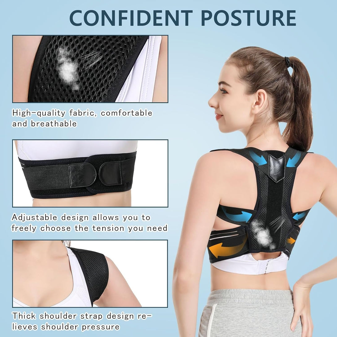 Back Brace Posture Corrector, Adjustable Posture Back Brace, Men/Women Back Posture Corrector, Upper and Lower Back Pain Relief - Scoliosis, Hunchback, Spine Corrector (L)