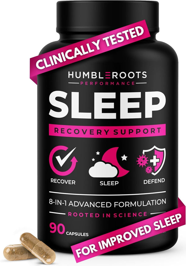 8-In-1 All-Natural Sleep Aid Supplement for Recovery, Immunity, & Sleep Support | Organic Reishi & Valerian Root | Ashwagandha Root & Vitacherry Sport | Apigenin & L-Theanine | Melatonin & Vitamin D3