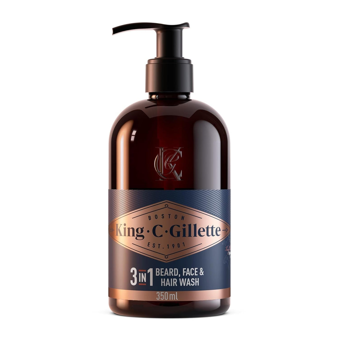 King C. Gillette Beard Wash, Mens Face Wash, 11 Oz, Infused with Argan Oil and Avocado Oil to Cleanse Hair and Skin