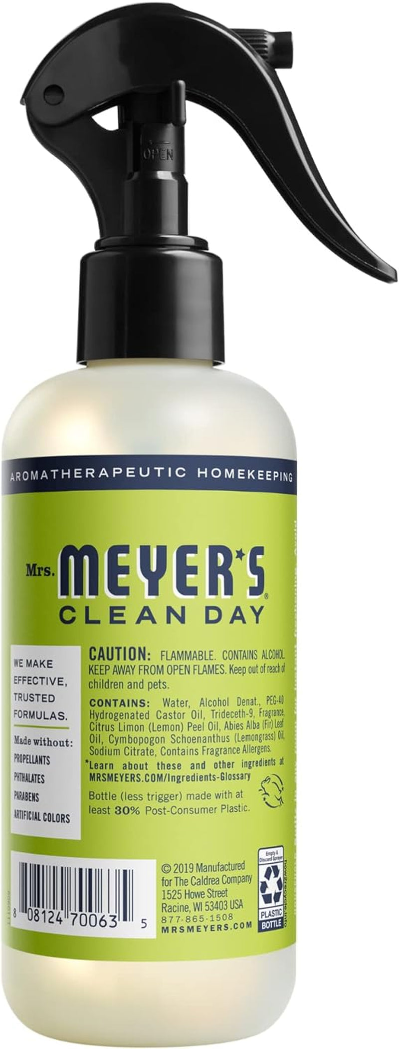 MRS. MEYER'S CLEAN DAY Room and Air Freshener Spray, Non-Aerosol Spray Bottle Infused with Essential Oils, Lemon Verbena, 8 Fl. Oz