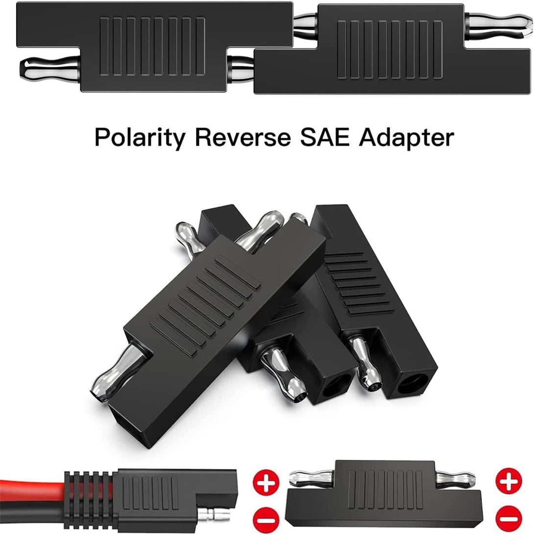 SAE Connector SAE to SAE Polarity Reverse Quick Disconnect Cable Plug Adapter for Solar Panel Battery Power Charger - 5Pack