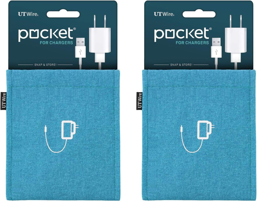 Pocket Mobile Charger Case Pouch Bag Organizer (Blue) - 2 Pack