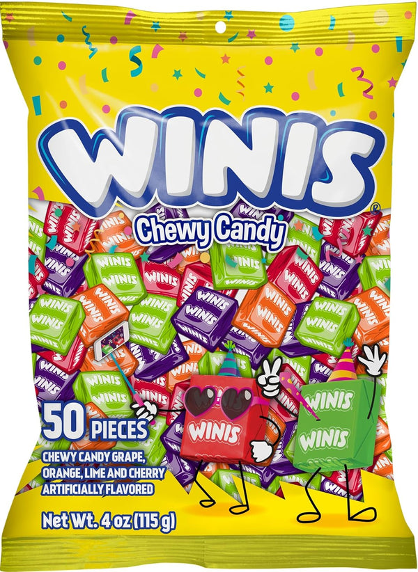 Chewy Candy Winis Original Variety Bag – Taffy Candy 50 Individually Wrapped Pieces- Size 4 Oz Bag Assorted Easter Candy Mix