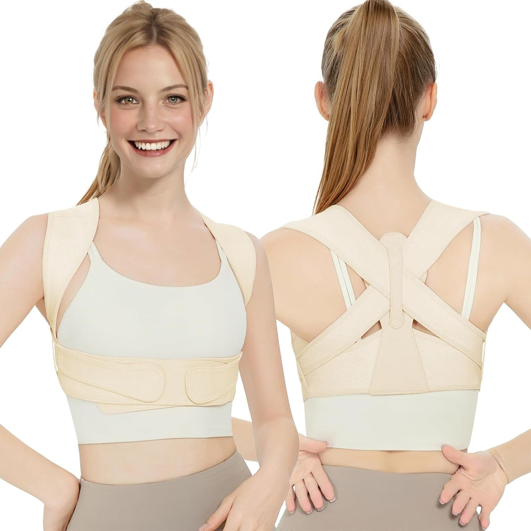Back Brace Posture Corrector for Women, Upper Back Support Straps Straightener, Hunchback Improve Posture Correct-Shoulder, Upper Back Pain Relief Invisible under Clothes (Nude, L/XL)