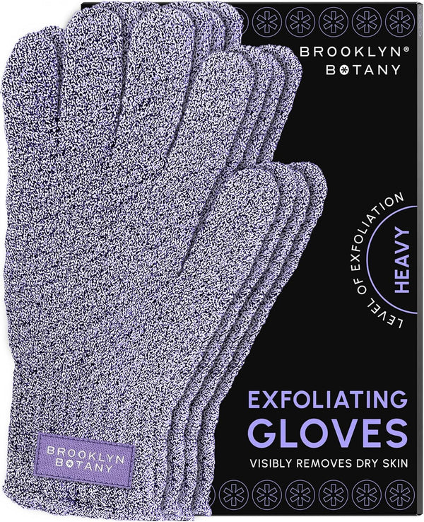 Brooklyn Botany Exfoliating Gloves for Bath and Shower – Heavy Duty Exfoliating Body Scrubber for Massage and Dead Skin Remover for Body – 2 Pairs