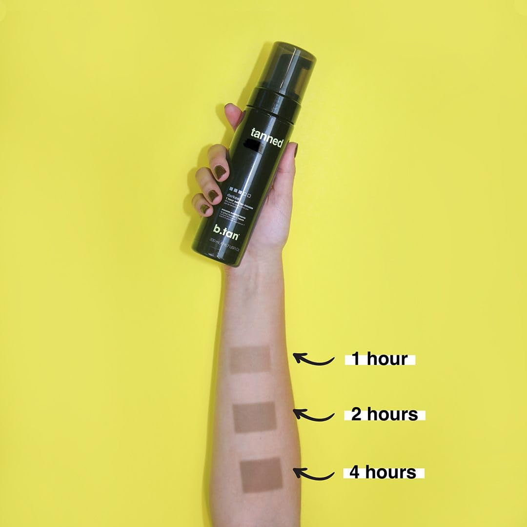 B.Tan Dark Self Tanner Mousse | Get Tanned - Best, 1 Hour Express Sunless Tanning Foam, No Fake Tan Smell, Ultra Dark Bronzing Glow, Face & Body, Vegan, Cruelty Free, 6.7 Fl Oz
