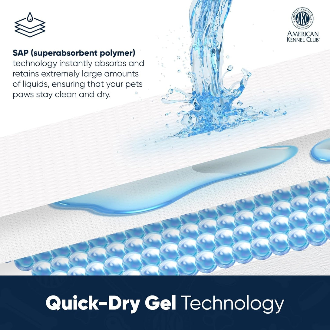 AMERICAN KENNEL CLUB AKC62975 6-Layer Leak-Proof Puppy Training Pads - 22X22 Inches, Green, Synthetic, Disposable-Pet-Training-Pads, Pack of 100