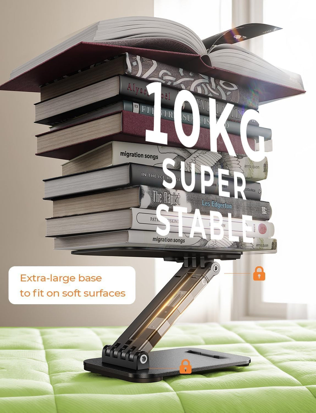 LISEN Tablet Stand for Ipad Stand Holder Desk, Foldable Home Office Desk Accessories Travel for Ipad Holder Dorm College Essentials Portable Monitor Stand Fits Tabs Kindle Iphone 4-15.9" Black