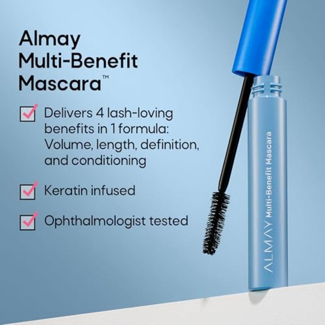 Almay Mascara, Volume, Length, Definition & Conditioning, Multi-Benefit Eye Makeup, Hypoallergenic and Fragrance-Free, 502 Black