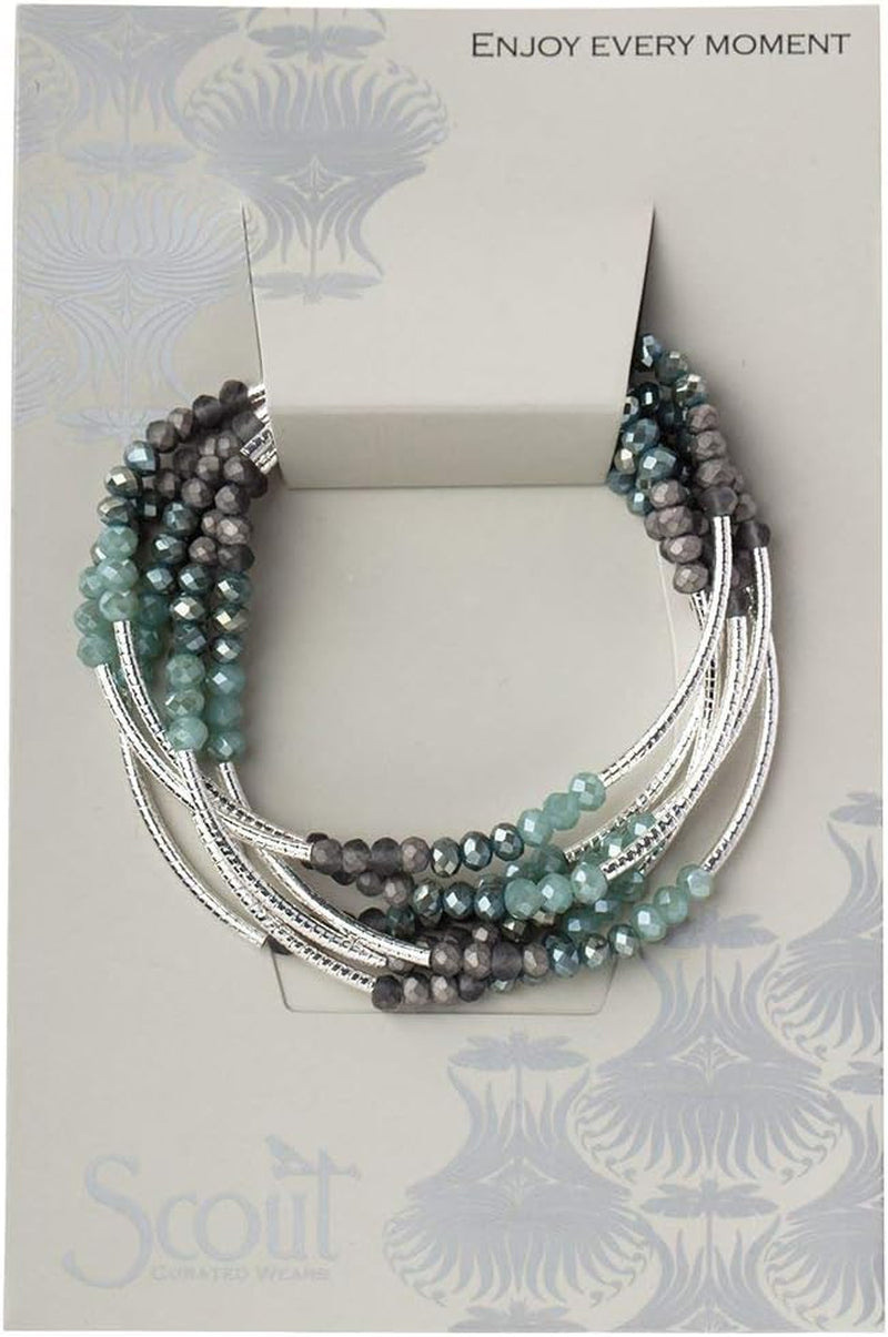 Scout Curated Wears - Women'S Scout Wrap Bracelet & Necklace, Marine/Silver