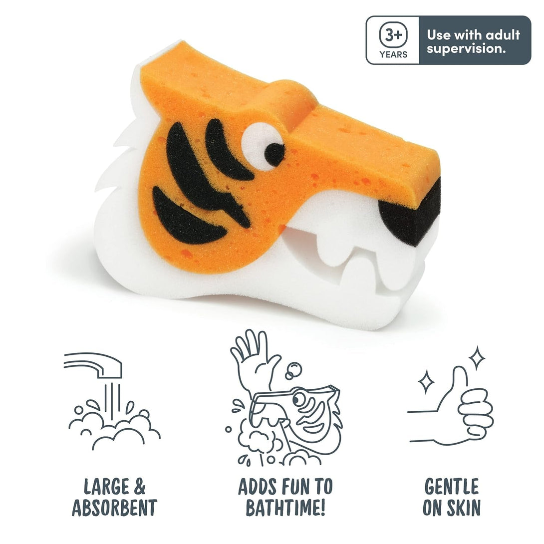 Genuine Fred Bath Biters, Children'S Bath Sponge, Tiger