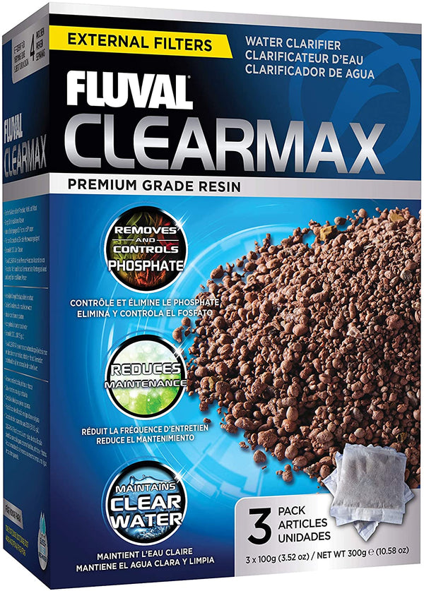 Fluval Clearmax Phosphate Remover, Chemical Filter Media for Aquariums, 100-Gram Nylon Bags, 3-Pack, A1348, All Breed Sizes