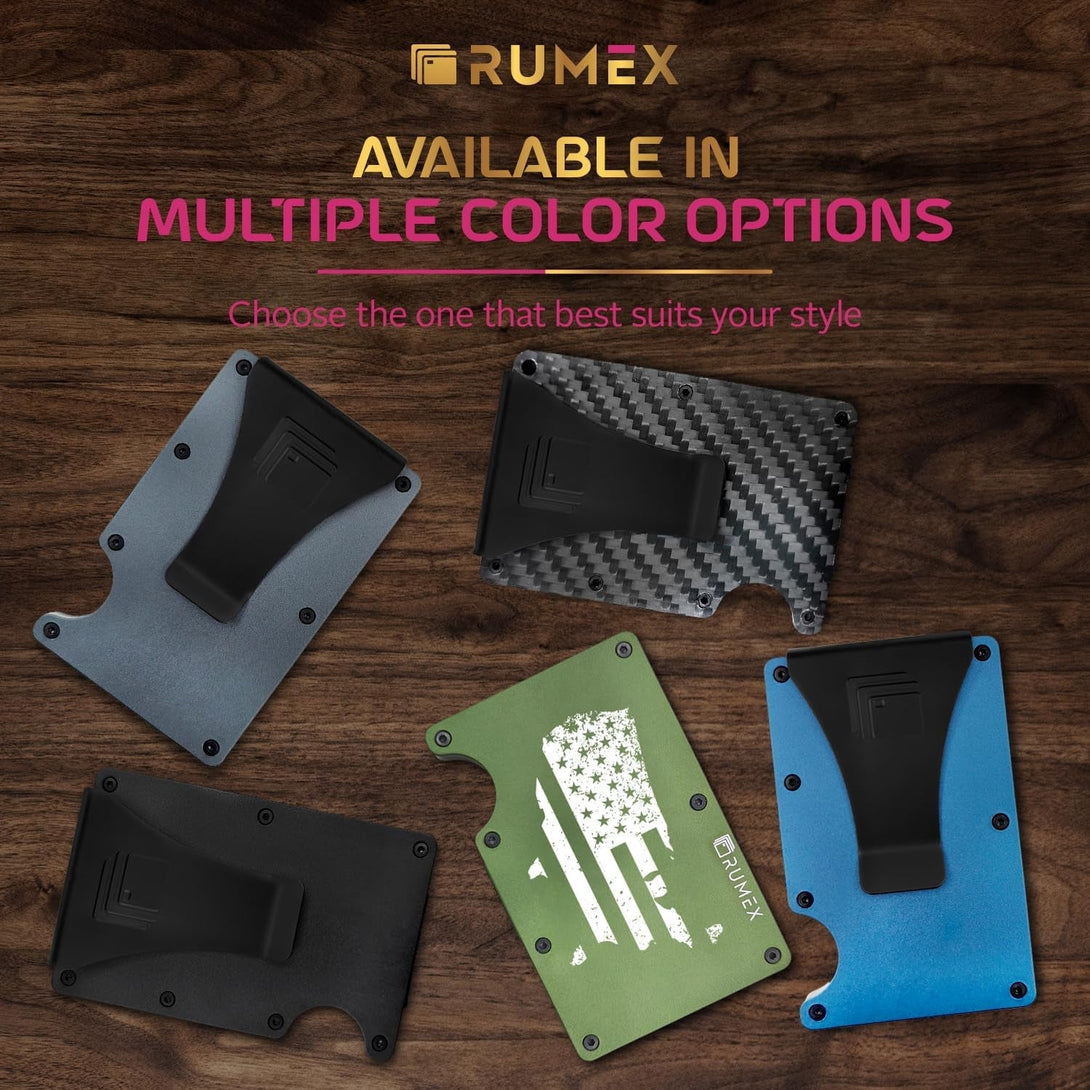 RUMEX Men’S Metal Wallet & Card Holder - RFID Blocking Anti-Theft Slim Wallet for Men - Sleek & Minimalist Metal Design - Men’S Card Organizer & Money Clip - BLUE