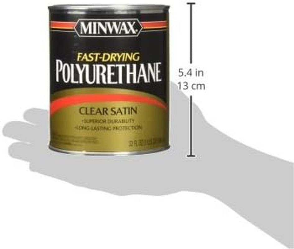 Minwax Fast Drying Polyurethane Protective Wood Finish, Warm Satin, 1 Quart