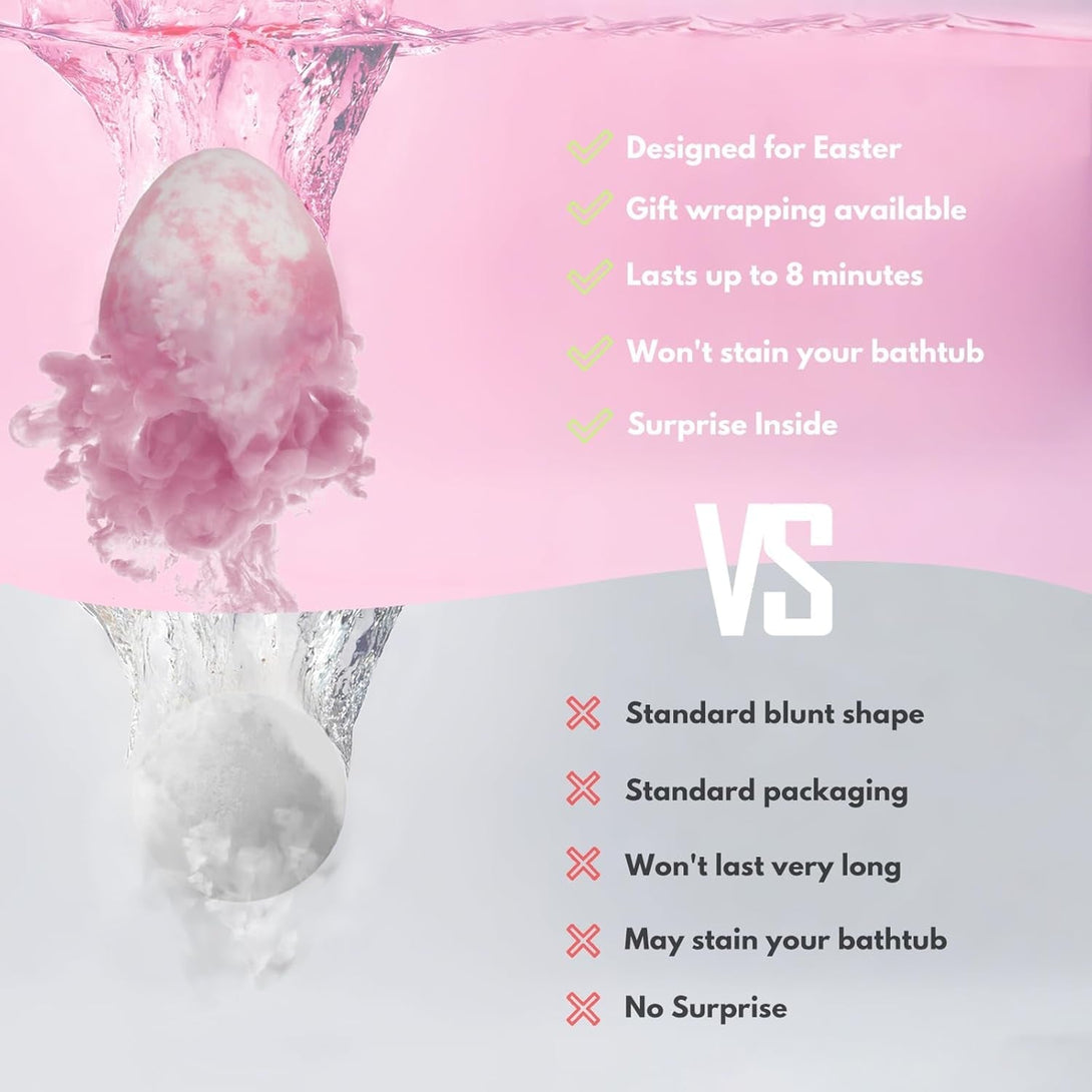 Easter Bath Bombs with Surprise Inside: 9 Pcs Natural Organic Egg Bunny Shaped Basket Stuffers for Kids Girls Boys Bubble Bathbombs Fruit Scented Spa Birthday Gift Set Party Favors Children Prize