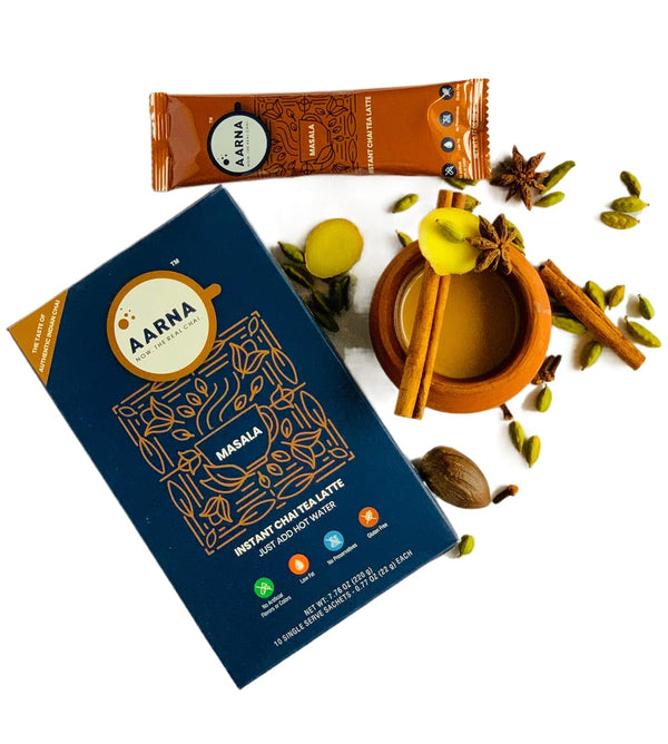 Bagan of Aarna Instant Masala Chai, Tea Powder Mix, Spiced Tea, All Natural Chai Tea, Authentic Chai Mix, Masala Spiced Chai Powder with Natural Flavour, Makes 10 Cups (Masala Low Sugar)