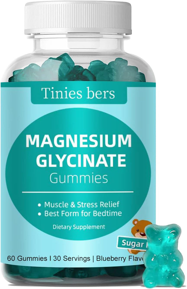 Magnesium Glycinate Gummies 500Mg, Sugar Free for Adults & Kids, Best Magnesium Gummies for Sleep, Stress & Muscle Relief & Nerve Health, No Melatonin, Gluten Free, Non GMO, Vegan, Pectin, 60