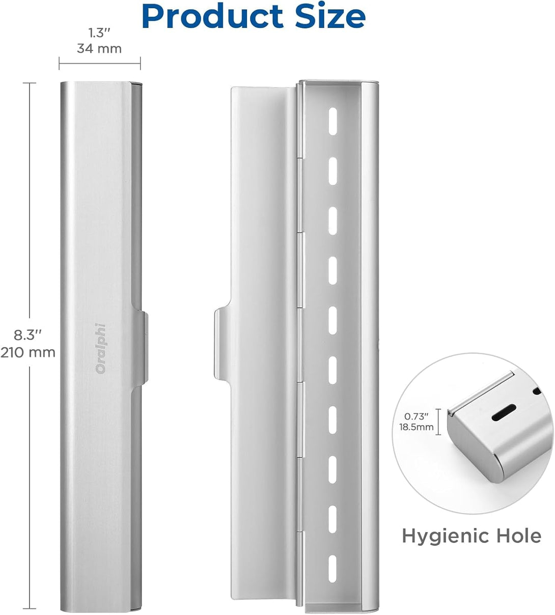 Aluminum Toothbrush Travel Case, Portable Travel Toothbrush Holder, Durable Manual Toothbrush Box Container for Traveling, Bathroom, Camping, Business Trip-1Pack Silver