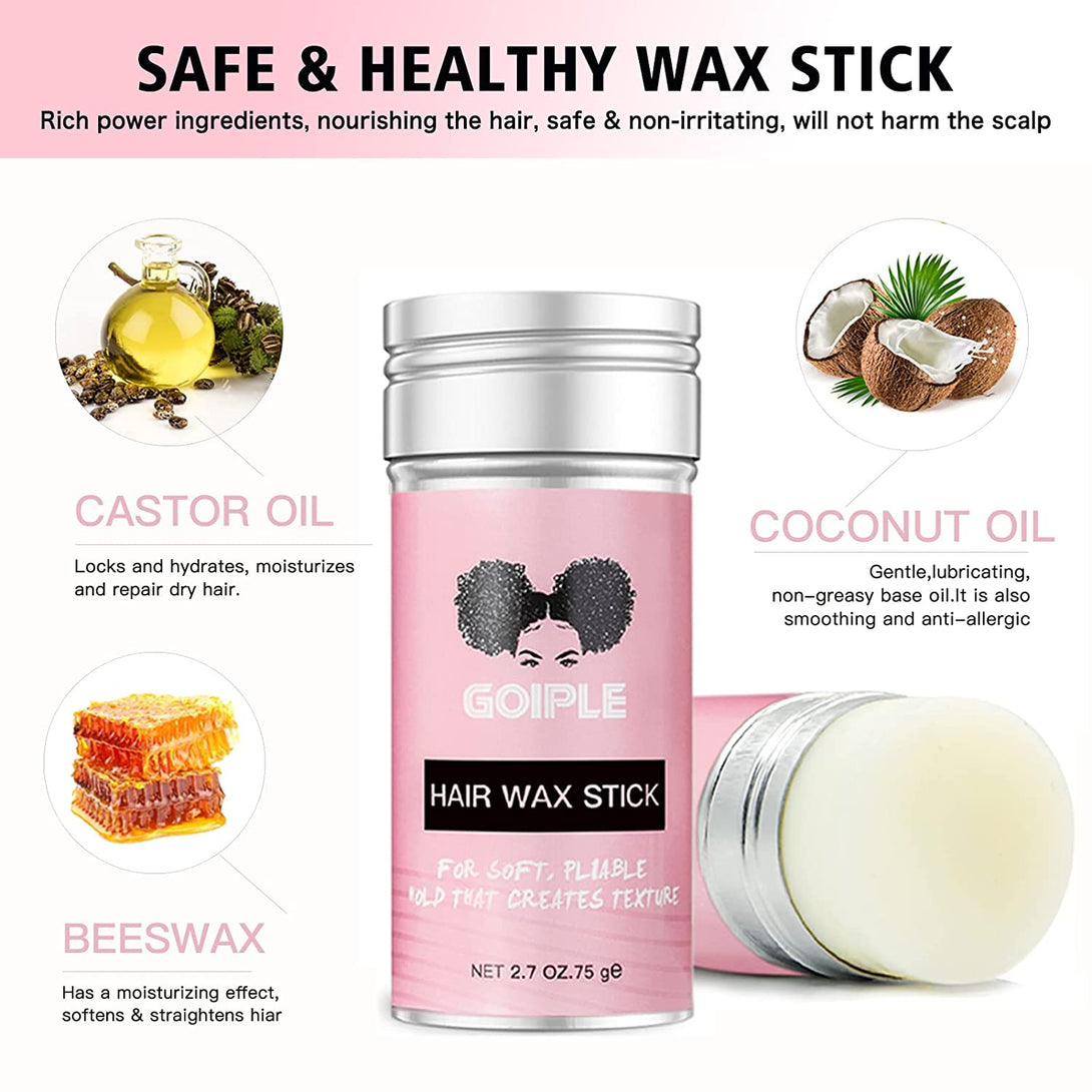 Wax Stick for Hair, Pomade Long-Lasting Wax, Smoothing & Slick Stick for Wigs, Styling Waxes for Fly Away & Edge Frizz Hair (2.7 Oz)